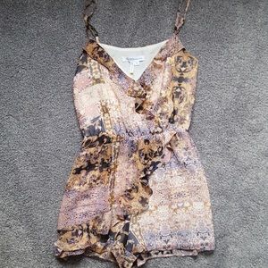 BCBGeneration Rose Pattern Ruffle Front Romper